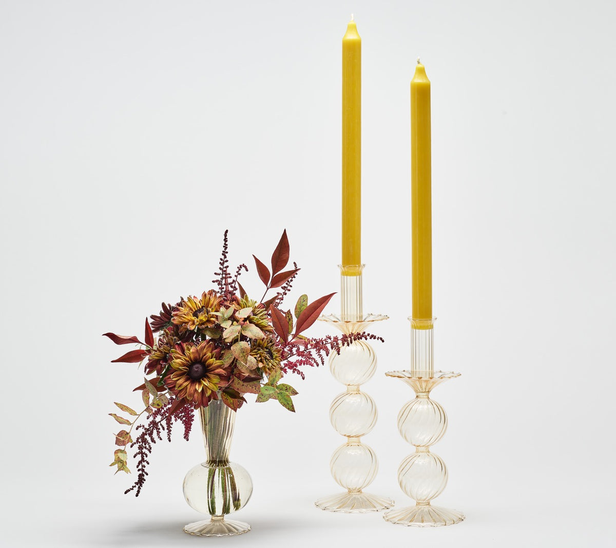 Bella Short Candle Holder in Champagne, Set of 2