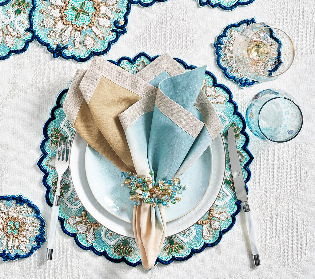 Dip Dye Napkin in Natural & Seafoam, Set of 4