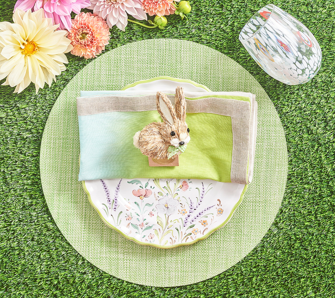 Dip Dye Napkin in Blue & Green, Set of 4