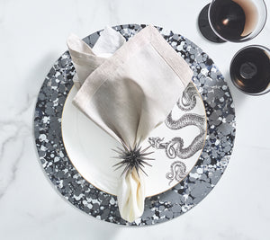 Dip Dye Napkin in Gray & Silver, Set of 4