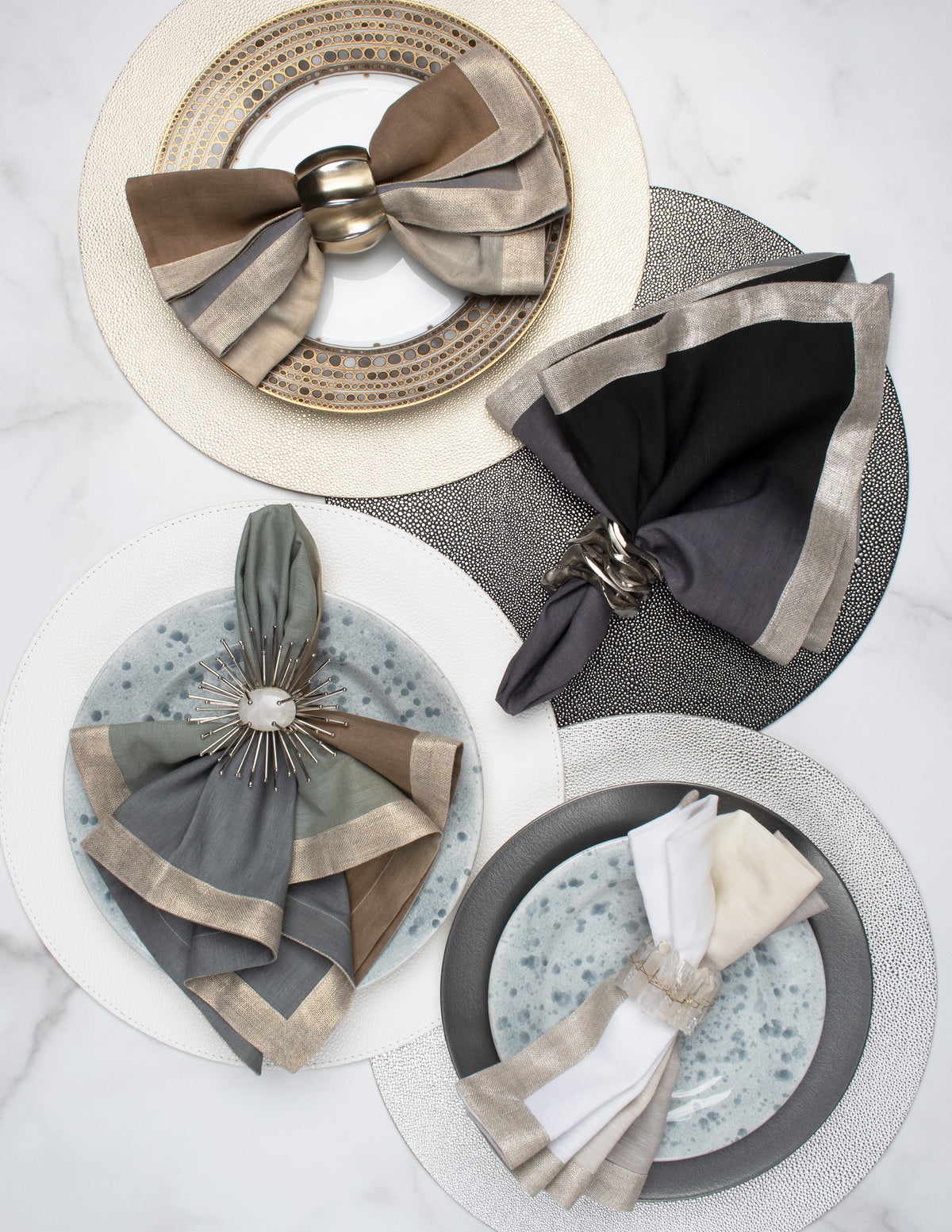 Dip Dye Napkin in Gray & Black, Set of 4