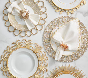 Jardin Napkin in White, Gold & Silver, Set of 4
