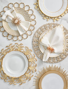 Jardin Napkin in White, Gold & Silver, Set of 4