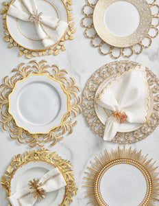 Jardin Napkin in White, Gold & Silver, Set of 4