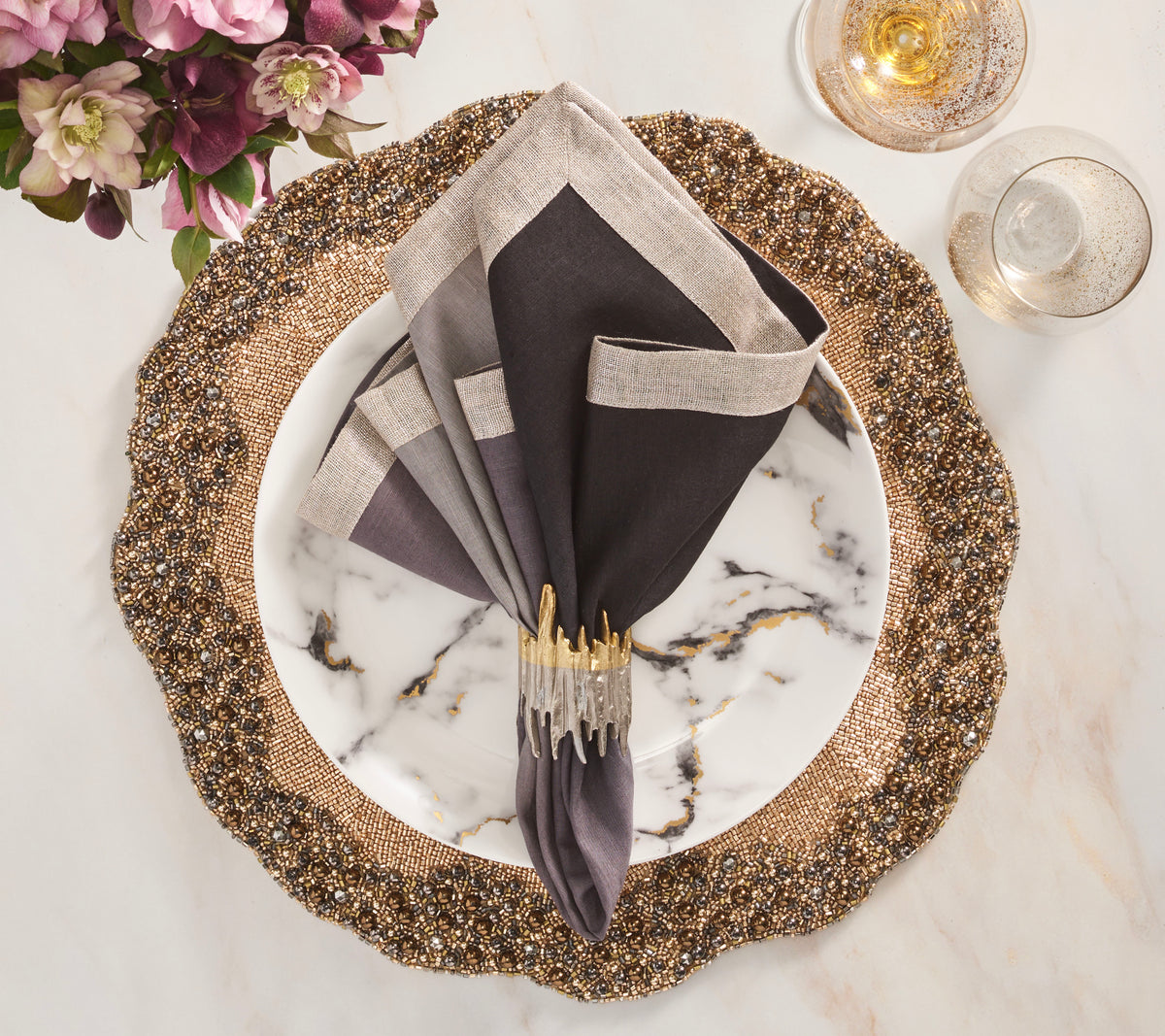 Dip Dye Napkin in Gray & Black, Set of 4