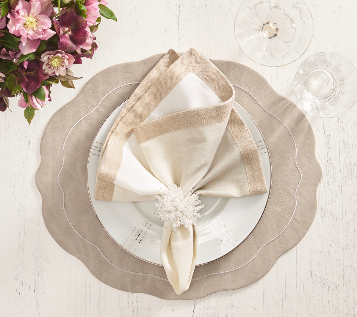 Dip Dye Napkin in Gray & Silver, Set of 4