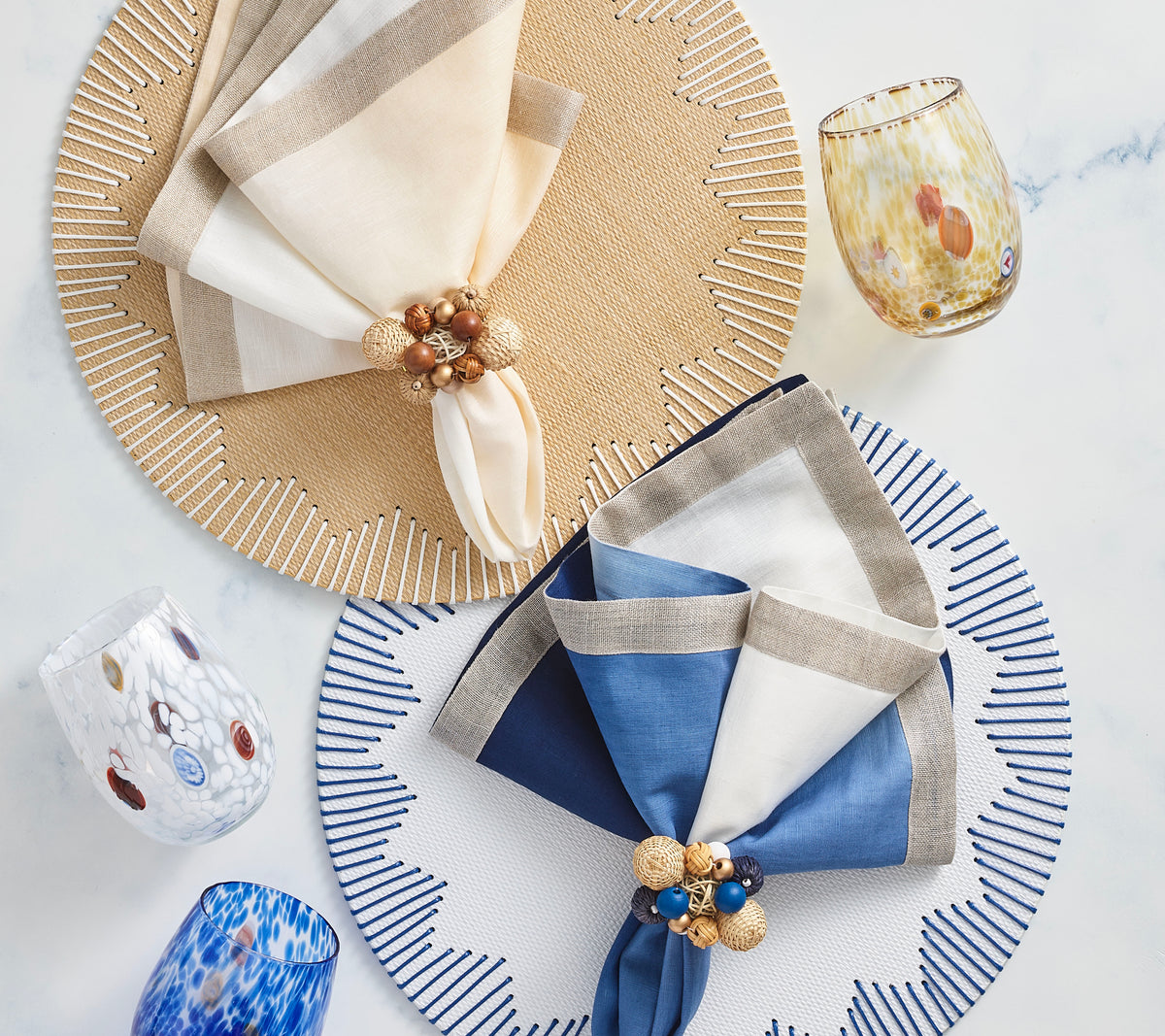 Dip Dye Napkin in Blue & White, Set of 4