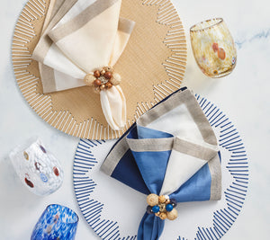 Dip Dye Napkin in White & Beige, Set of 4