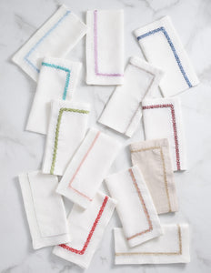 Jardin Napkin in White & Turquoise, Set of 4