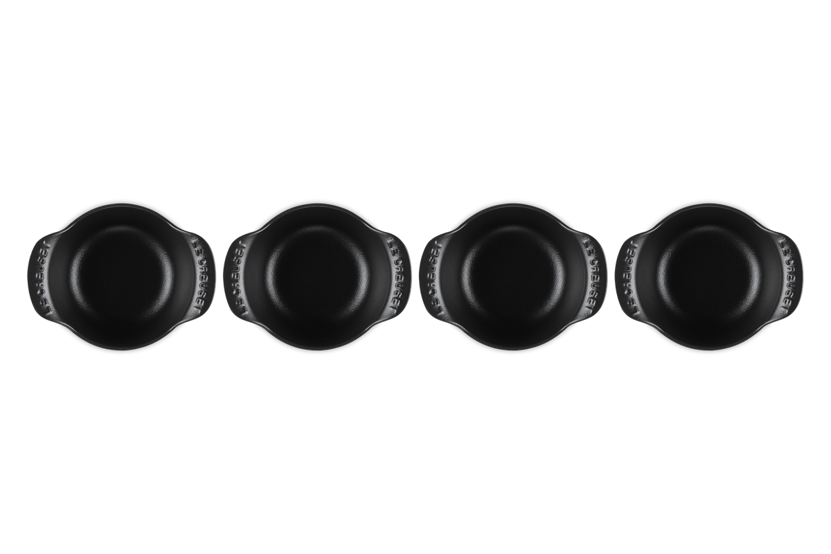 Mini Round Cocotte Base 1/3 QT in Matte Black, Set of 4