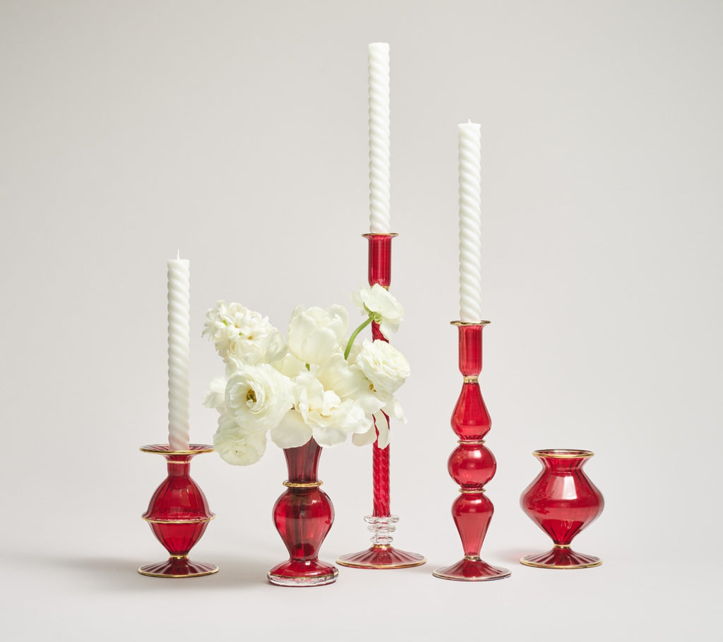 Blossom Candlestick in Ruby