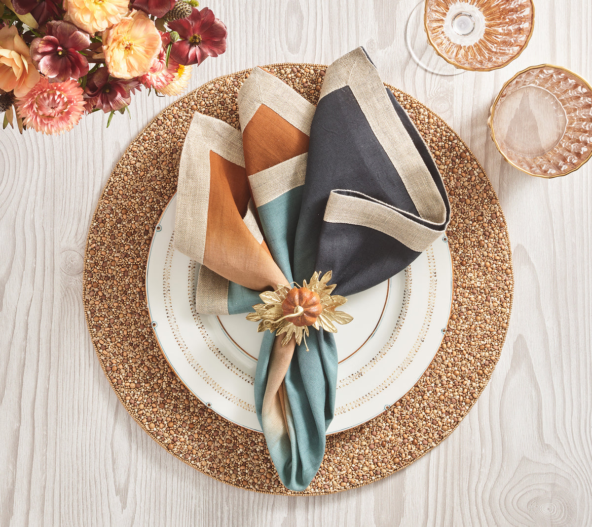 Dip Dye Napkin in Midnight & Copper, Set of 4