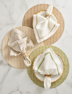 Jardin Napkin in White & Green, Set of 4