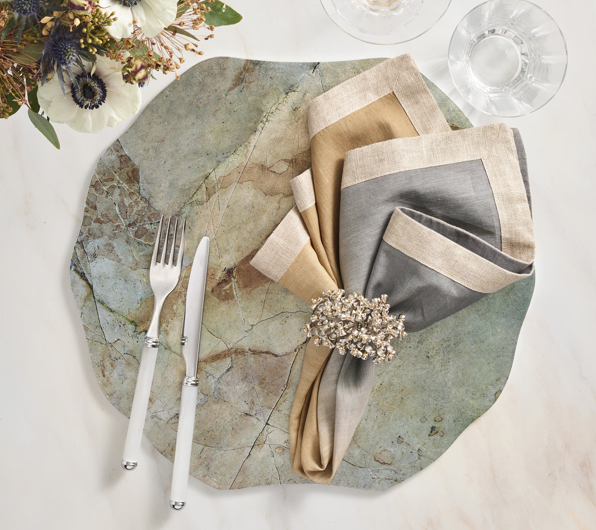 Dip Dye Napkin in Beige, Taupe & Gray, Set of 4