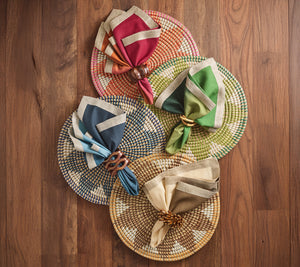Bamboo Trinity Napkin Ring in Natural, Set of 4