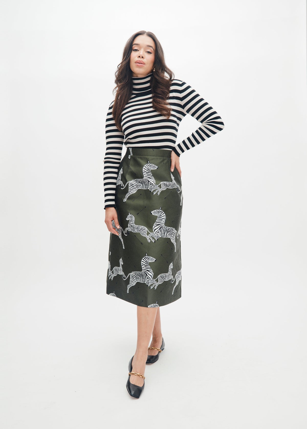 Mae x Scalamandre Hallie Skirt in Olive