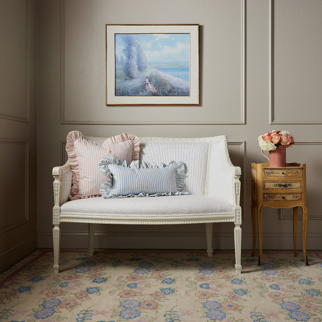 Carolina Stripe Frill Pillow in Atlantic Blue - Caitlin Wilson Designs