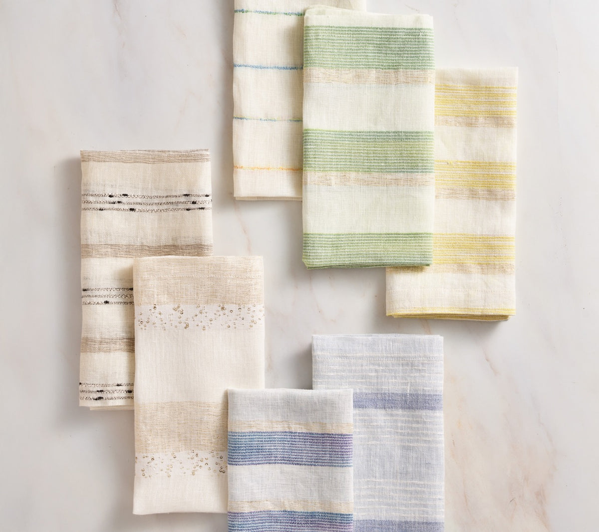 Broad Stripe Napkin in Yellow & White, Set of 4