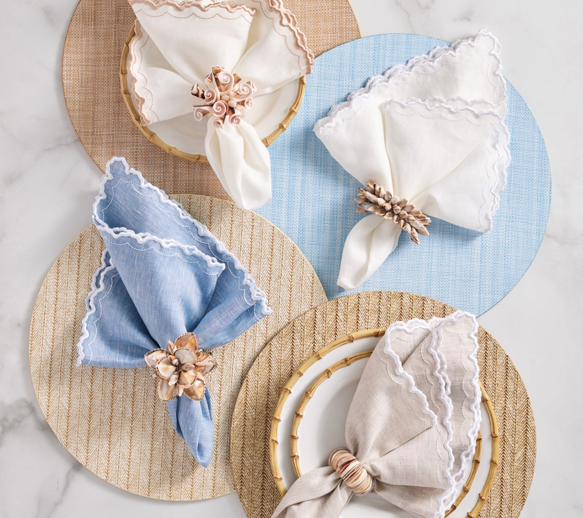 Arches Napkin in Blue & White, Set of 4