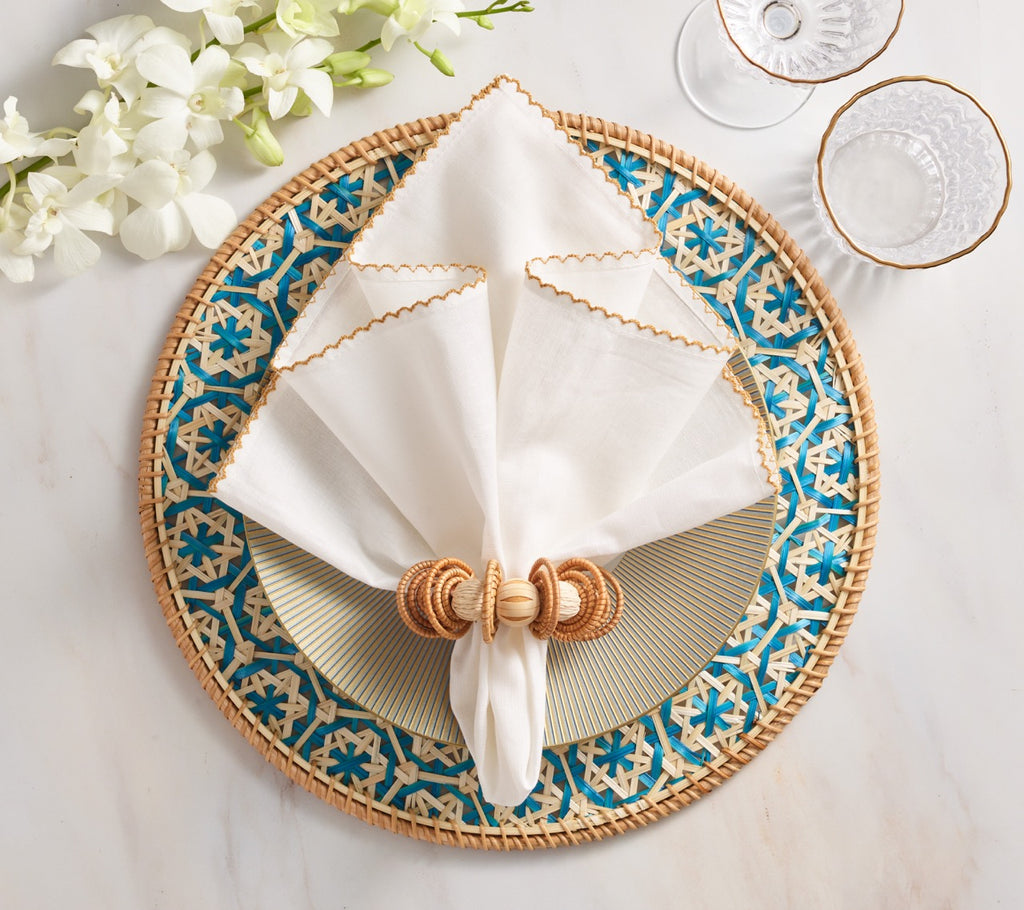 Calypso Napkin Ring in Natural & Brown, Set of 4