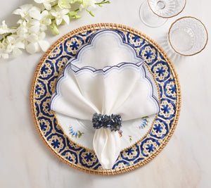 Lanai Placemat in Natural & Blue, Set of 4