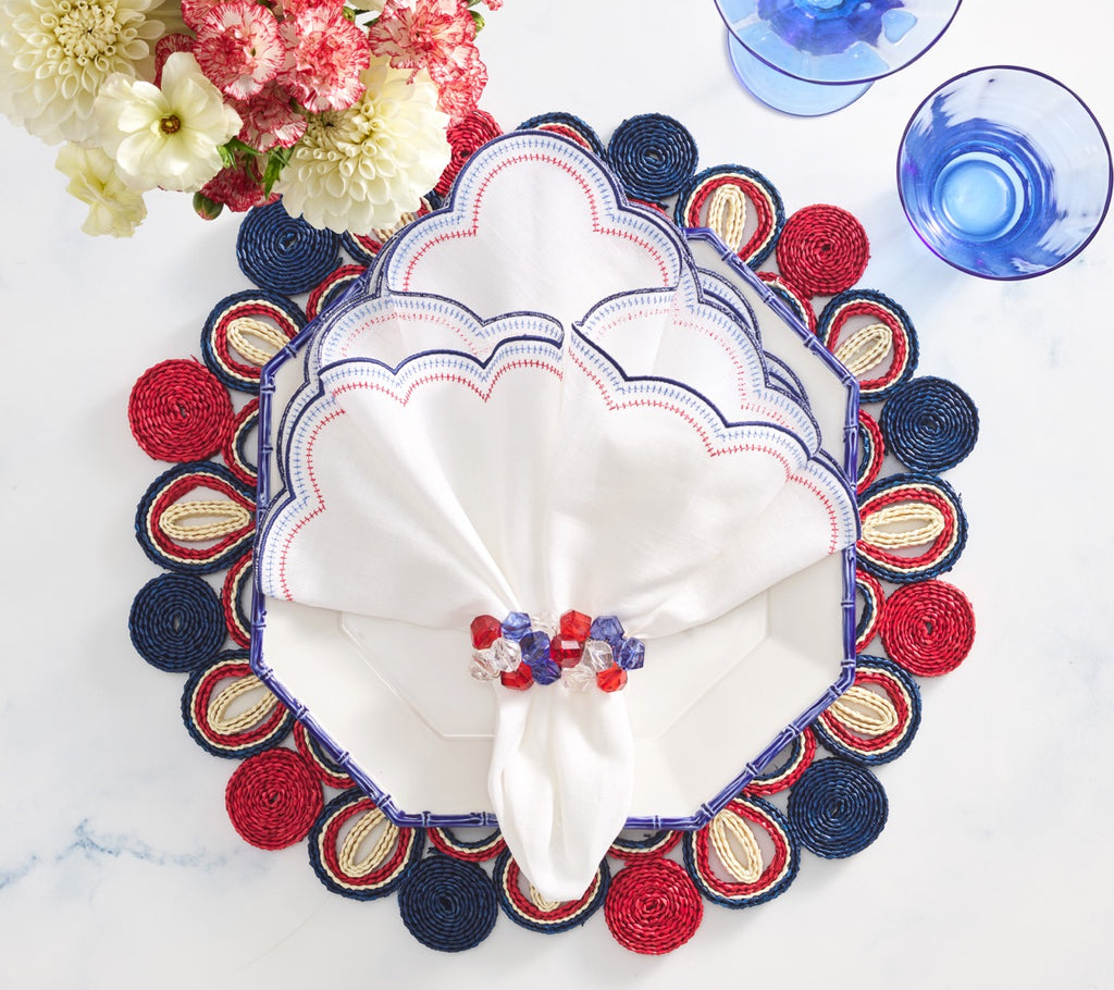 Pop Rocks Napkin Ring in Red, White & Blue,  Set of 4