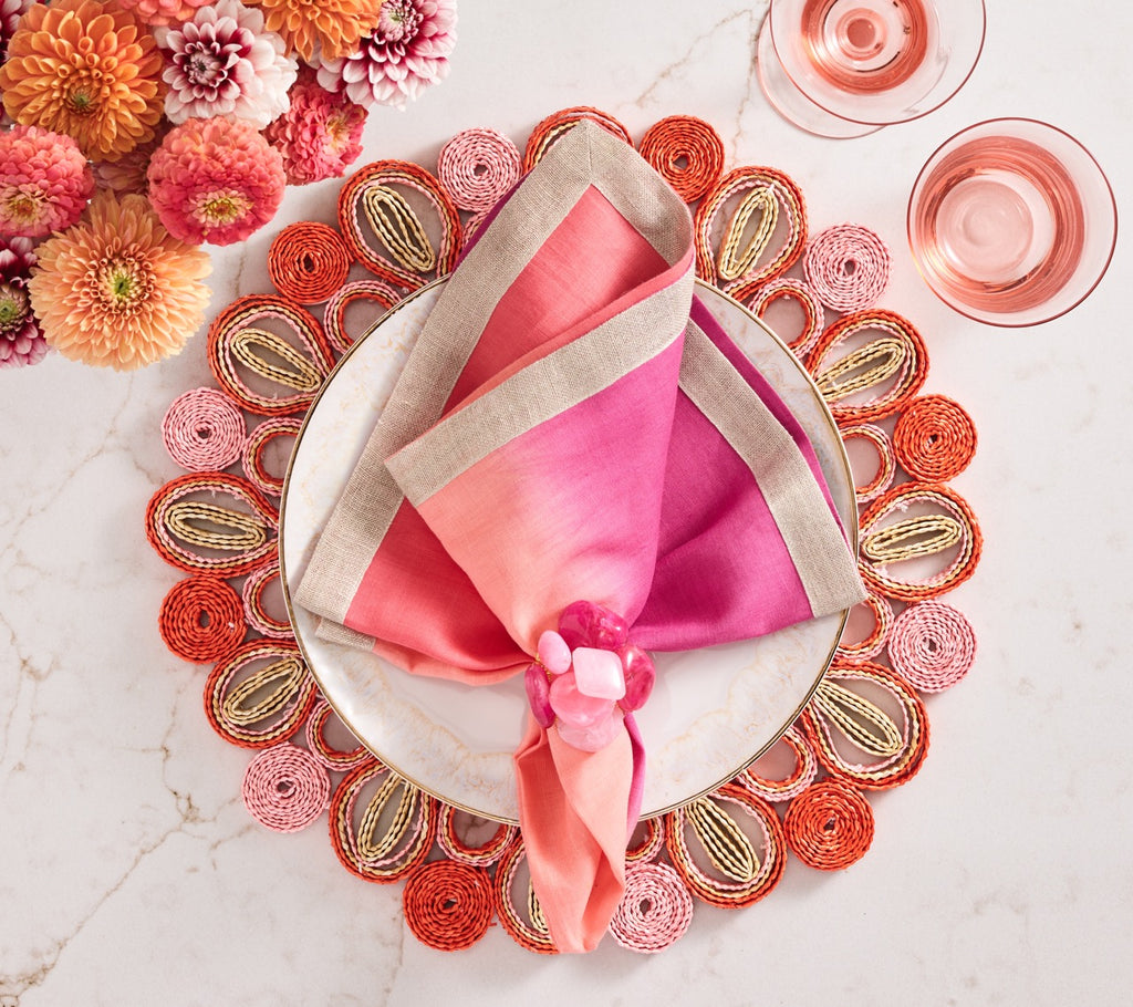 Marisol Placemat in Pink & Orange, Set of 4