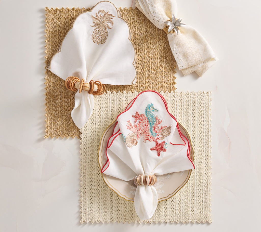 Marina Napkin in White & Multi, Set of 4
