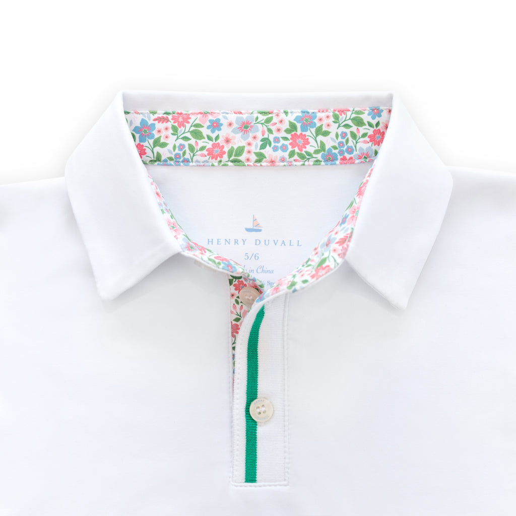 Henry Duvall Henley Polo for boys in lightweight performance fabric, wrinkle-resistant and stain-resistant classic preppy polo shirt for school and everyday wear.