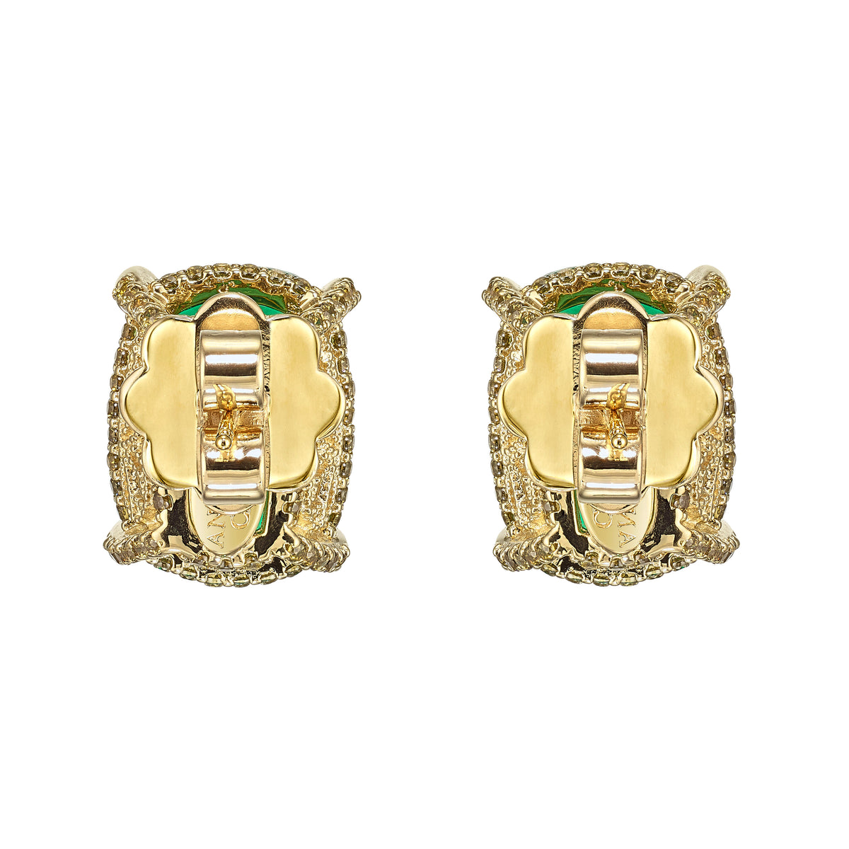 Emerald Cushion Wing Studs
