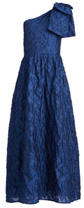 Caroline One-Shoulder Gown in Navy Organza