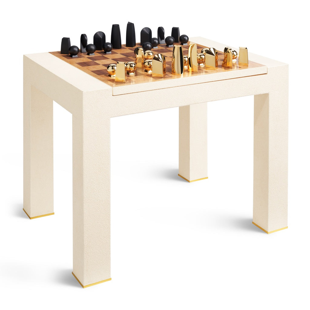 Shagreen Chess Side Table in Cream