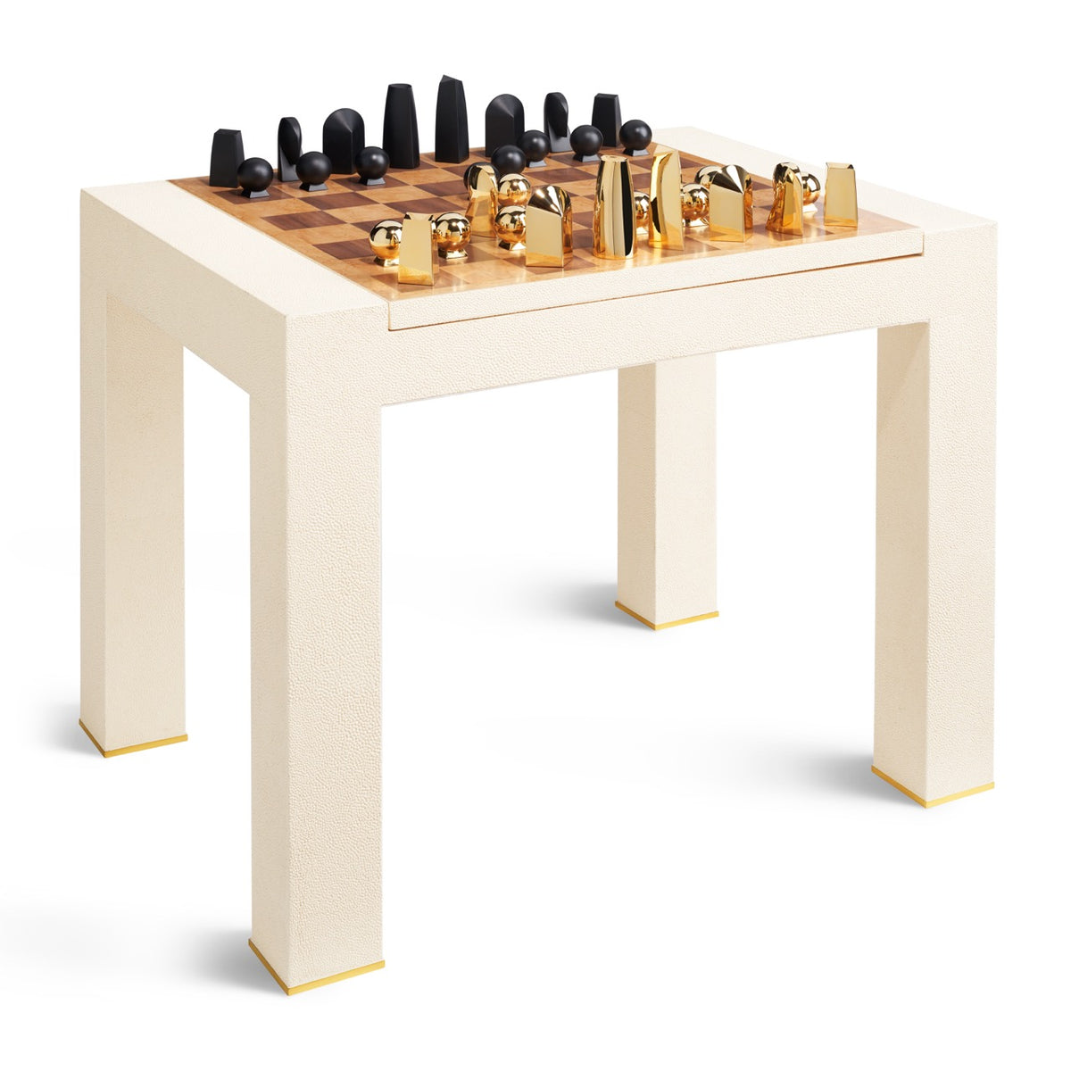 Shagreen Chess Side Table in Cream