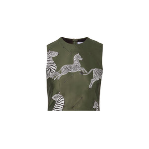 Ali Top in Olive Jumping Zebra Jacquard