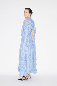 Loretta Dress Periwinkle Embroidered Cotton