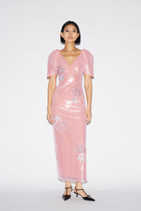 Myrna Dress Pink Embroidered Sequins