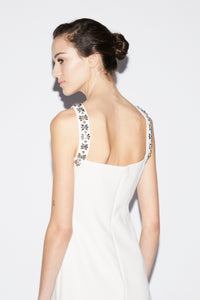 Eileen Short Dress White Embellished Crepe