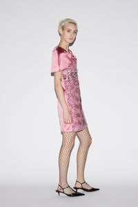 Kathy Dress Pink Embroidered Duchesse