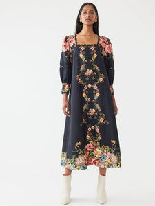 Tara Dress in Black Victorian Floral