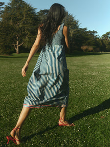 Emily Dress in Navy Stripe