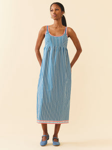 Emily Dress in Navy Stripe