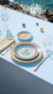 Ill Viaggio Di Nettuno Bread Plate in Brown & Light Blue