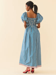 Aurora Dress in Navy Stripe