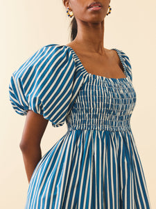 Aurora Dress in Navy Stripe