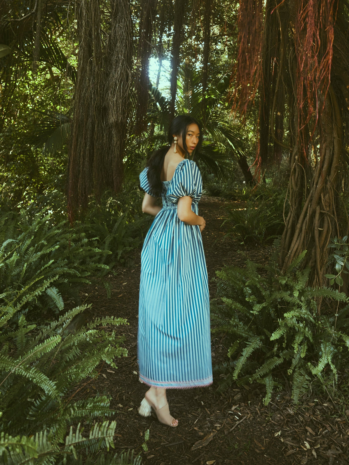 Aurora Dress in Navy Stripe