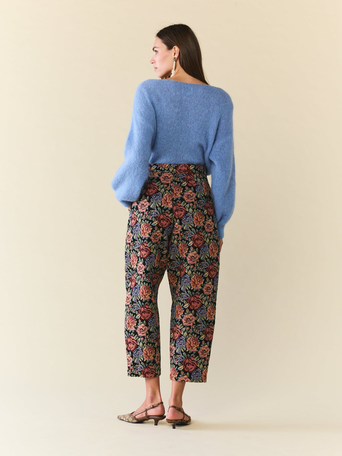 Brynna Trouser in Black Rainbow Jacquard