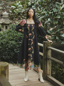 Tara Dress in Black Victorian Floral