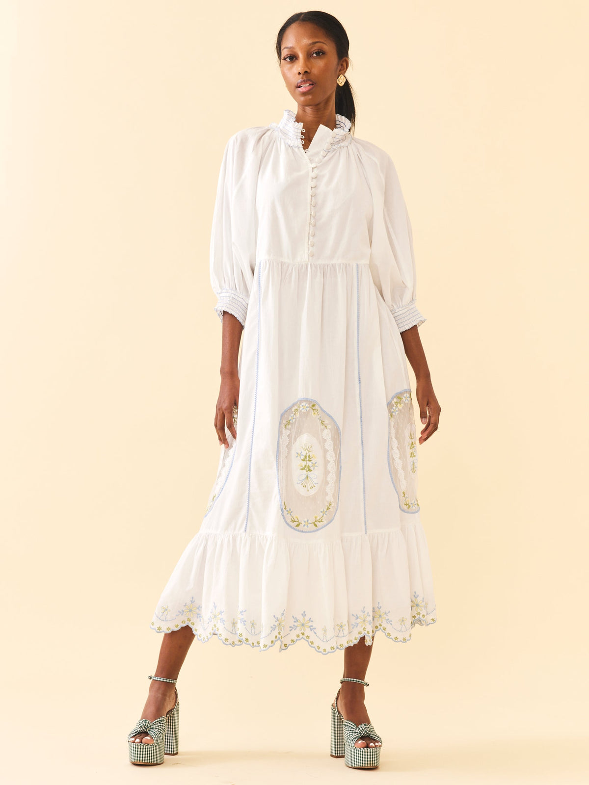 Eliza Maxi Dress in White Whimsy