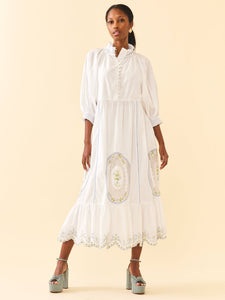 Eliza Maxi Dress in White Whimsy