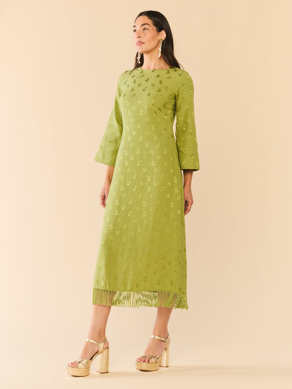 Ariana Dress in Olive Chartreuse